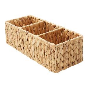 Casafield Set of 2 Water Hyacinth Basket Organizers with 3 Sections,